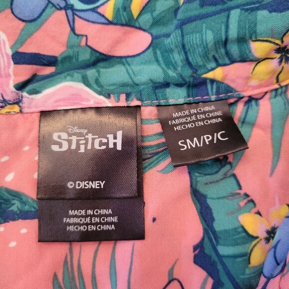 Disney Lilo Stitch Hawaiian Shirt S Pink Tropical Cruise Vacation Summer Beach - Picture 2 of 7